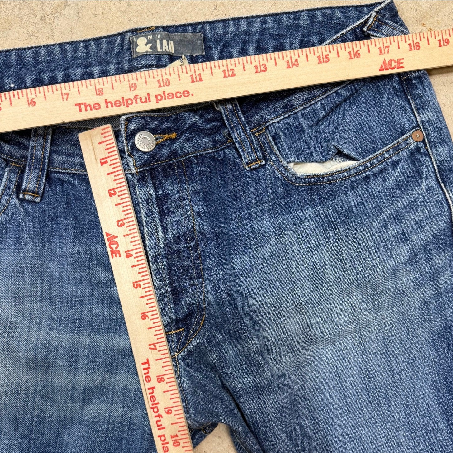 H&M &Denim 36X30 Fit LAD Straight Leg Jeans Distressed Midrise Grunge Streetwear thumbnail 9
