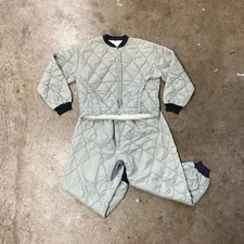 Vintage 60s 70s Quilted Nylon Insulated Base Layer Set | Thermals | M/L