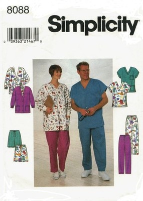 Simplicity Sewing Pattern 8088 Misses Mens Teens Scrubs Top Pants Sizes LG-XL UC