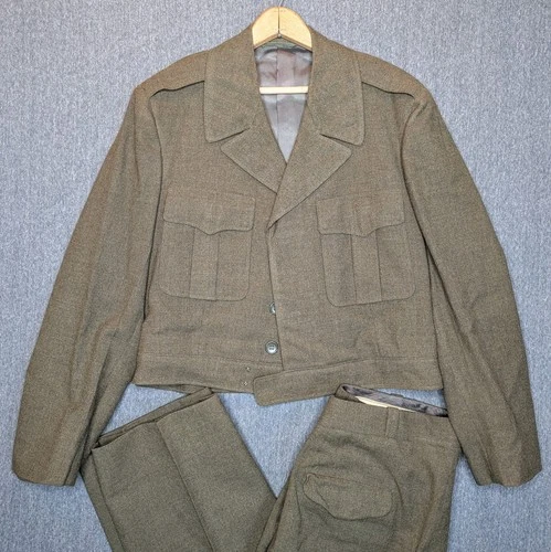 Vintage US Military Ike Jacket & Pants OD Green Wool Army WW2 WWII Field Coat
