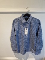 Jack & Jones Men’s Blue Patterned Long Sleeve Shirt Button Up
