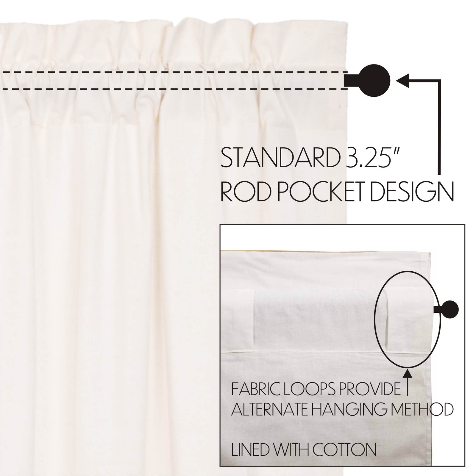 Simple Life Flax Antique White Set (2 Swag 36x16 ; 2 Tier 24x36) VHC Brands