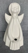 Vintage 60’s MCM Ceramic Singing Angel Christmas Candle Holder 9” Matte White