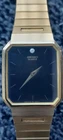 Vintage Seiko Men 5Y30-5B89 Diamond Gold Tone Quartz Black Face Watch