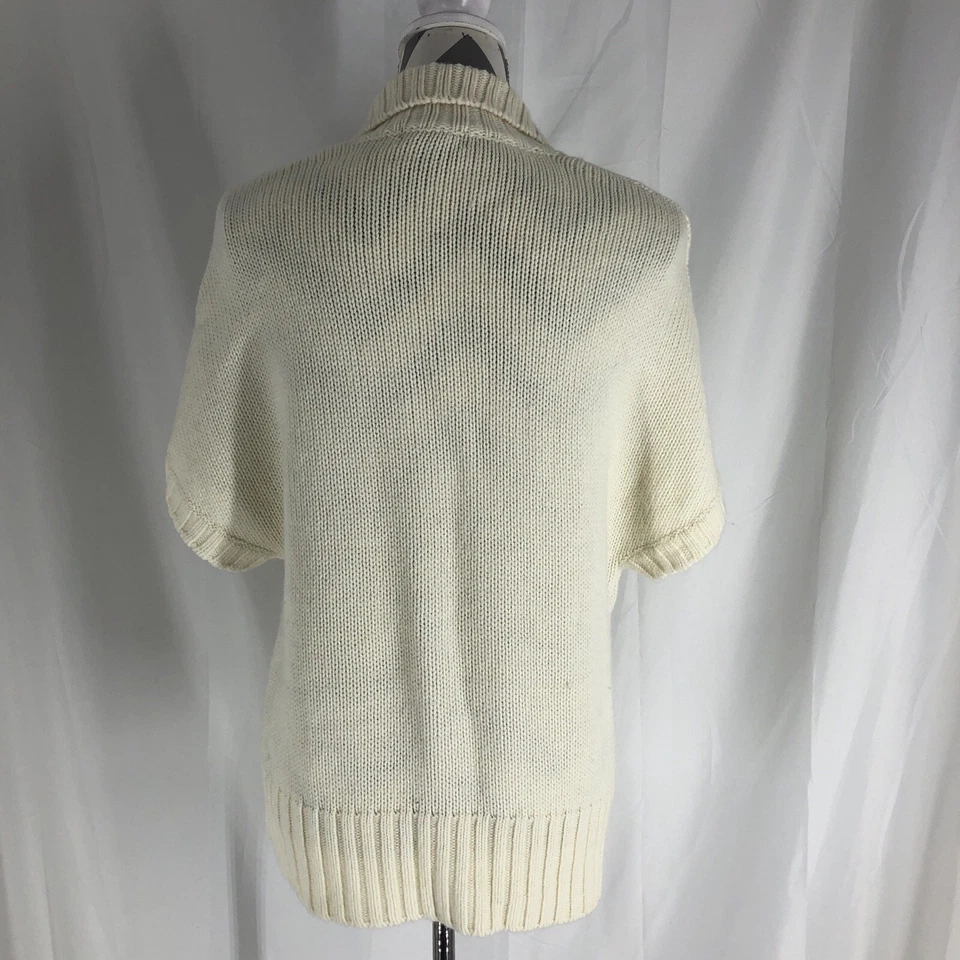Suéter Lauren Hansen Cárdigan Mediano Crema Cable Grueso Tejido Manga Corta Foto 3 de 4