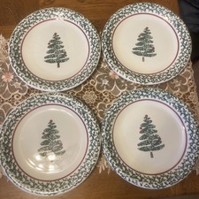Vintage Furio Italy Hand-Sponged Christmas Tree Dinner Plate 10  Holiday Tree 4