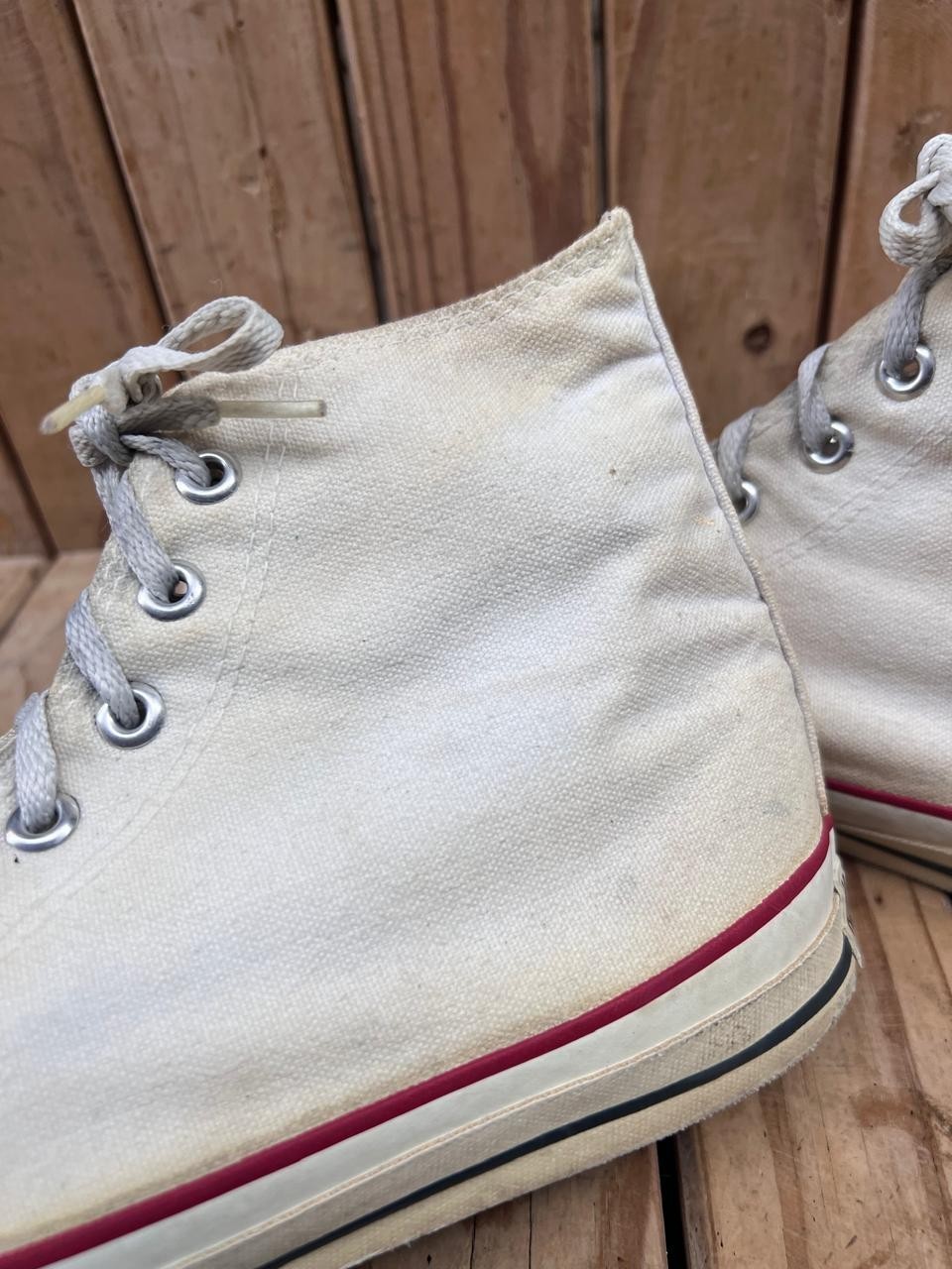 VTG 🔥🔥Rare Chuck Taylor All Star Converse white cream Made In USA 12 uk  11 thumbnail 9