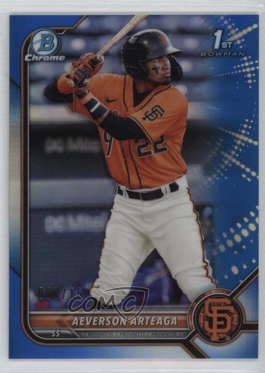 2022 Bowman Chrome Prospects Blue Refractor 98/150 Aeverson Arteaga #BCP-82 1p4e