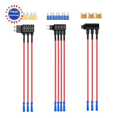 Fuse Adapter 12V 10 Pack Car Add-a Circuit TAP Blade Nilight 50040R Standard
