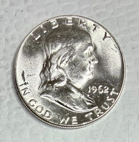 1962-D Silver Ben Franklin Half Dollar, Brilliant Uncirculated