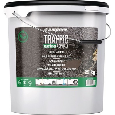 Kaltasphalt TRAFFIC ext.ASPHALT  25kg schwarz Eimer AMPERE Reparaturasphalt