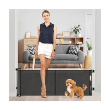 Reinforced 18 Inch Tall Retractable Dog Gate for Stairs, 55" Wide S... Fast Ship