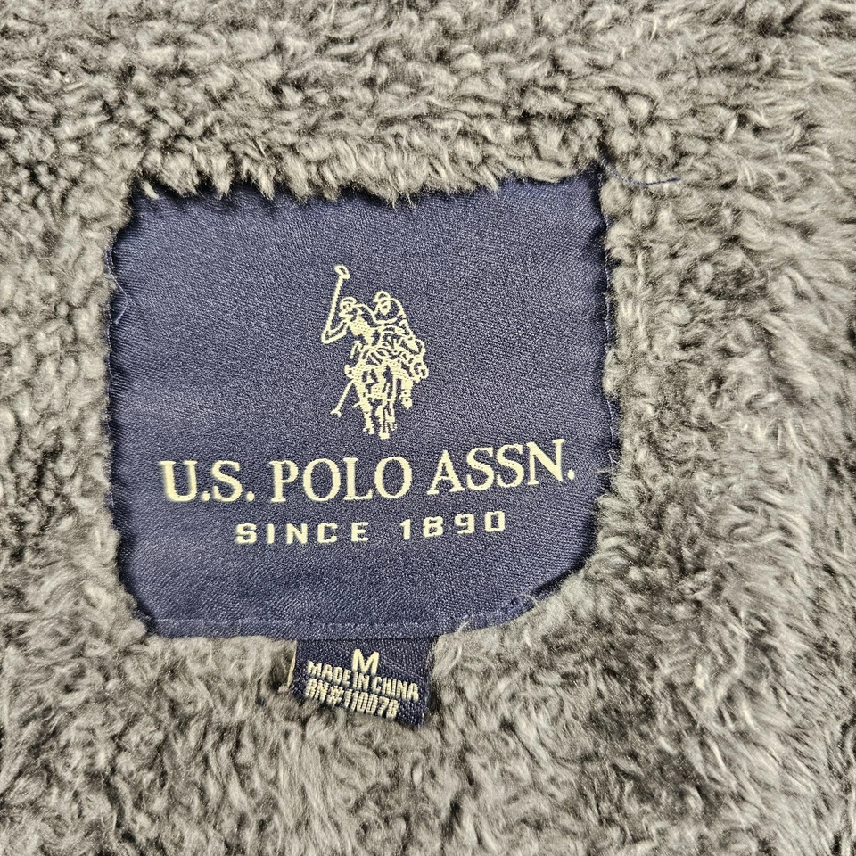 US Polo Assn. Chaqueta Sherpa Forrada Sudadera con Capucha Cremallera Completa Bolsillos de Invierno Mediana *LEER Foto 4 de 4