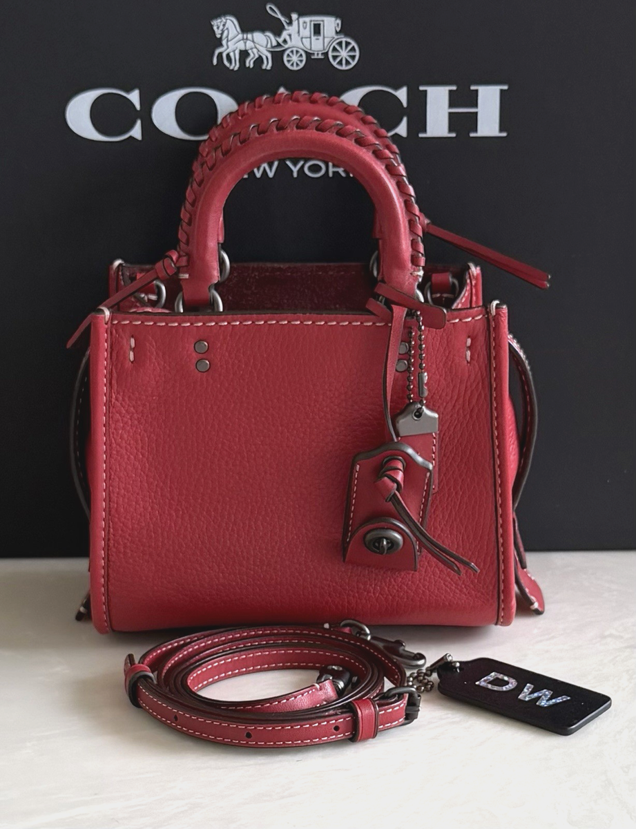 COACH 1941 RED WHIPSTITCH PEBBLE LEATHER ROGUE 17 21597 | eBay