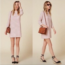 Reformation Benji Striped Dress Women's Size Small Ivory Red Ribbed Casual Mini