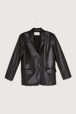 Oak  Fort Vegan Leather Blazer Women  s XS Oversized Black Light Shoulder Pads