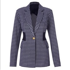 Cabi Checkup Blazer Chambray Check 5848 xs gold buttons