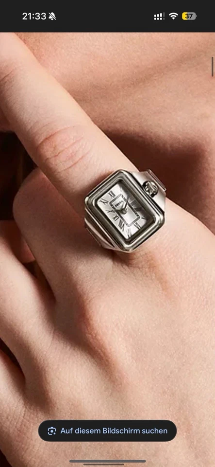 Fossil UhrenRing Verstellbar Edelstahl Silber Damen Herren Unisex