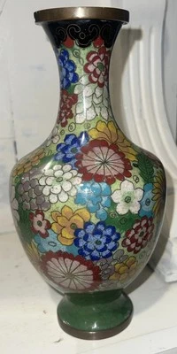 Antique Chinese Cloisonne Enamel Vase with Mille Fleur Design - Image 1 of 4