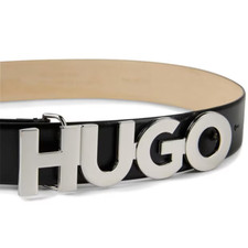 Hugo Boss Womens Zula Leather Belt Black (ALL Waist Sizes) Silver Buckle New