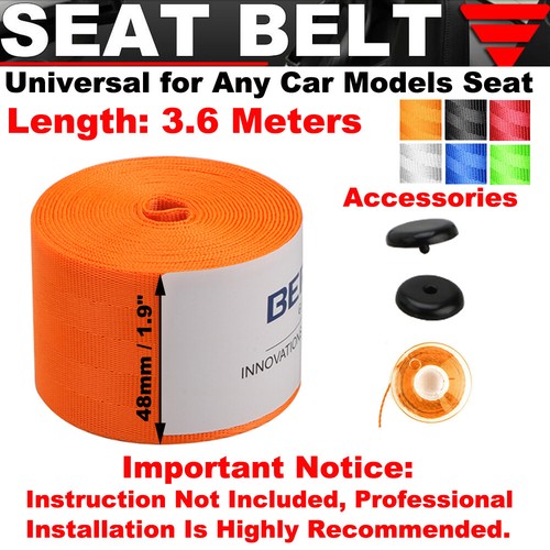 142" Red Car Seat Belt Webbing Safety Strap Seat Lap Retractable Polyester Nylon - Picture 8 of 12