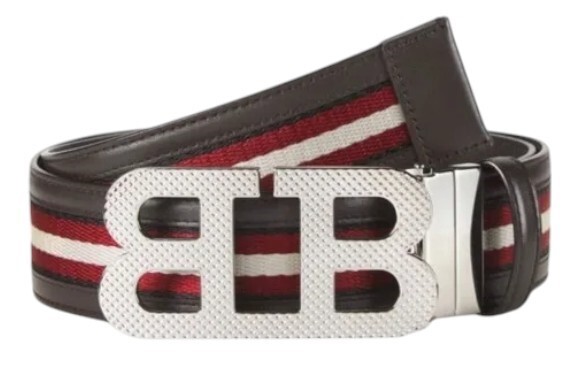 Bally 6232393 Mirror B Реверсивный кожаный ремень в полоску коричневого цвета EU80 US32 Средняя цена 450 долларов США 34290₽