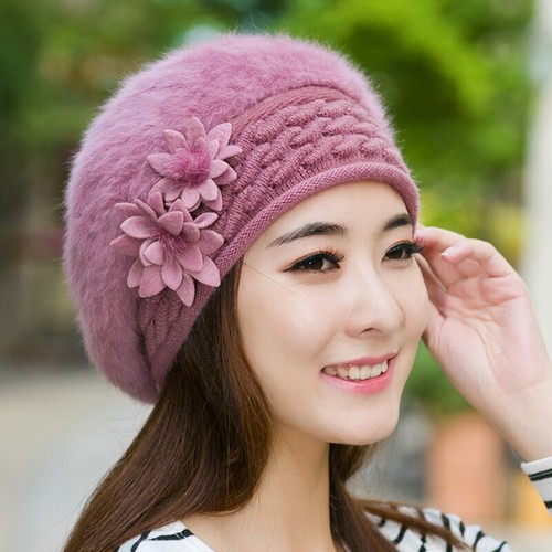 Boina Elegante Gorros Con Flores de Piel de Conejo de Punto Para Mujer 2023 | eBay Boina Elegante Gorros Con Flores de Piel de Conejo de Punto Para Mujer 2023 | eBay