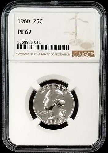 1960 Proof Washington Quarter certified PF 67 by NGC! 