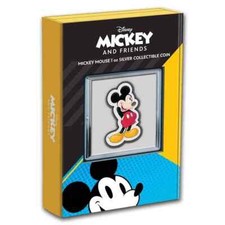 2021 New Zealand Mint Disney Mickey Mouse Shaped 1 oz Colorized Silver Coin