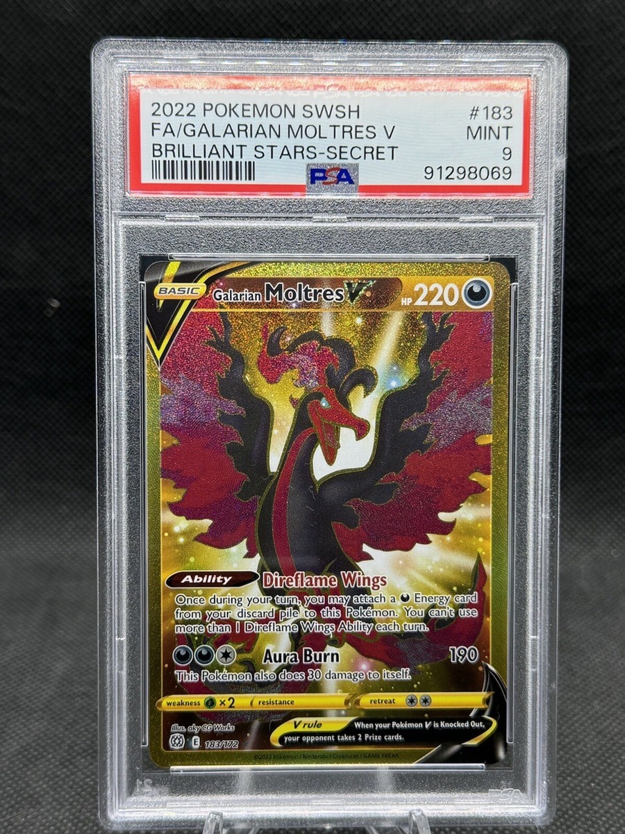 Pokemon Galarian Moltres V PSA 9 Gold Secret Rare 183/172