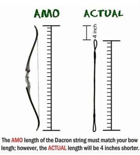 B55 Flemish Twist Bow String & String Silencers AMO 56" Recurve (Actual 52") - Picture 2 of 3