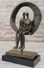 Modern Abstract Couple Bronze Statue Signed Original Artwork Home Decor Sale