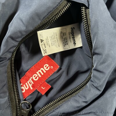 Supreme Reversible Puffer Jacket Mens Large Hooded Navy Purple