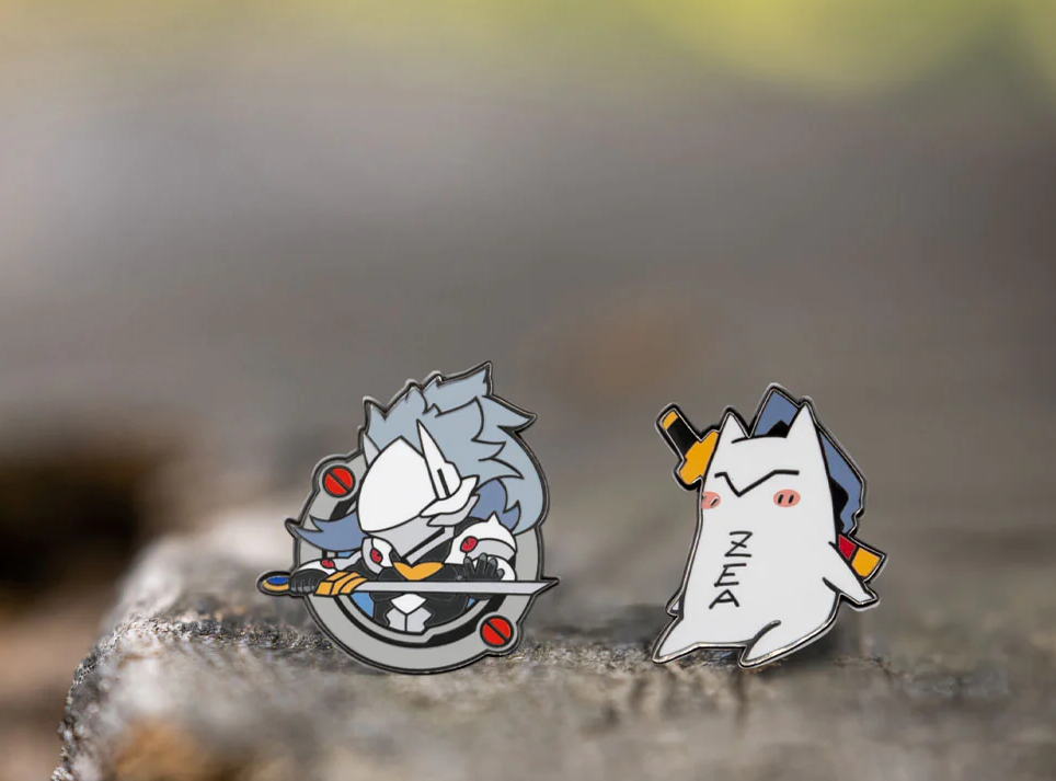 Blazblue Hakumen & Paku-Men Cat Enamel Pin Set Limited Edition