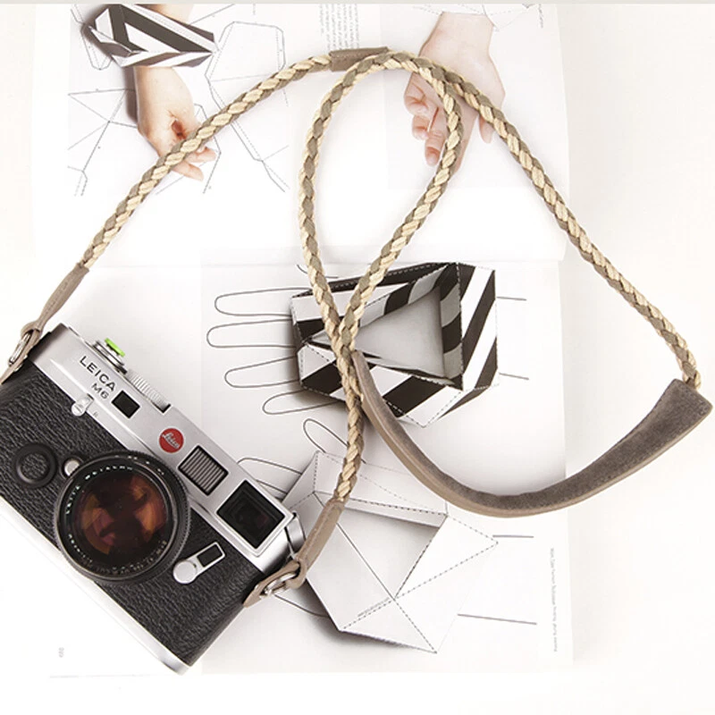 Correa de hombro de cuero genuino hecha a mano vintage para cámara SLR correa de cinturón para cuello Foto 3 de 4