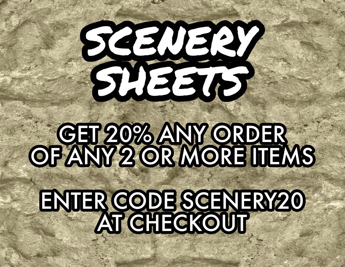Scenery Sheets 1:144 Scale Airport Runway Kit - Build Two 55" X 4" Runways For Models