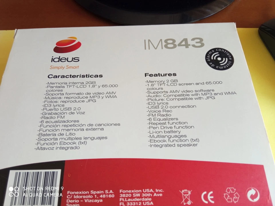 REPRODUCTOR mp4 IDEUS SIMPLY SMART IM843 - Imagen 2 de 2