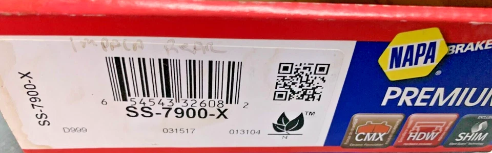 Caja abierta NAPA Premuim SS7900X pastillas de freno cerámicas para GM Foto 3 de 3