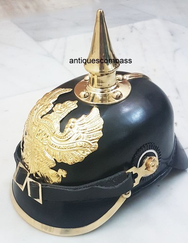 Leather German Armor Pickelhaube FR Helmet WW I&II Leather Re-enactment Party - 第 2/3 張圖片