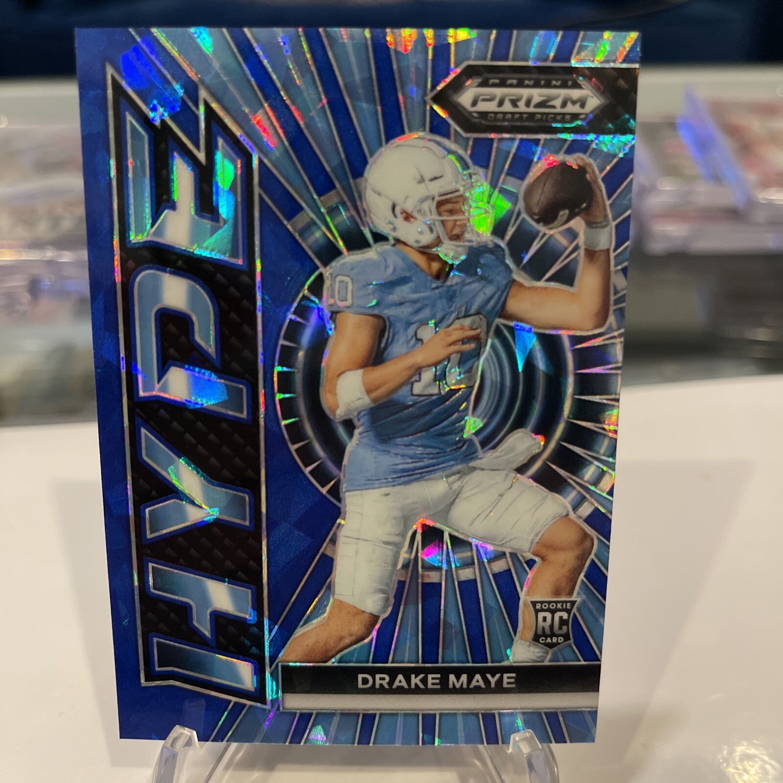 2024 Panini Prizm Draft Drake Maye Hype Blue Cracked Ice Rookie /99 🔥 Patriots