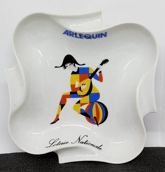 Cendrier Vintage Loterie Nationale Arlequin en porcelaine de Sologne Collection - Photo 1/4