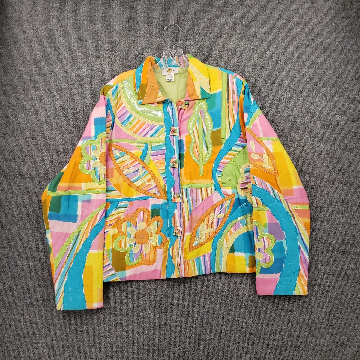 Sandy Starkman Jacket Womens XL Multicolor Art To Wear Long Sleeve