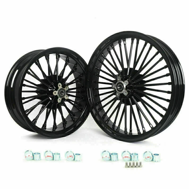 21x3.5 18x5.5 Fat Spoke Wheels Rims for Harley Softail Fatboy FLSTF Night Train - image 2 of 4