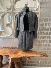 Angelo Tarlazzi 80s Strapless Satin Bustier & Tweed Dress & Cropped Jacket 36