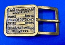 Vintage Most Improved Average Award Abc Bowling Club Goldtone Belt Buckle
