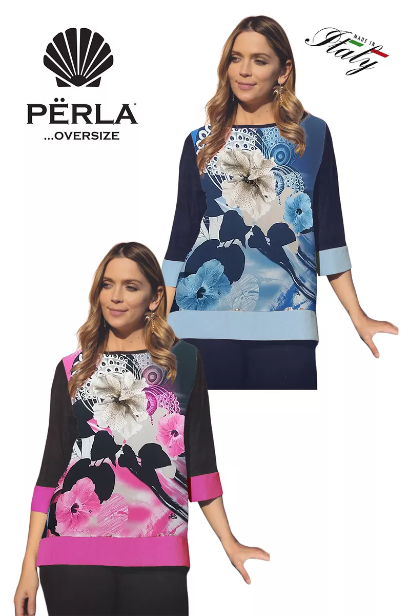 PERLA OVERSIZE maglia casacca donna maniche 3 4 made in Italy eBay