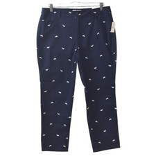 Talbots Simply Flattering Twill Straight Pants Womens 14P Navy Whale 5-Pocket