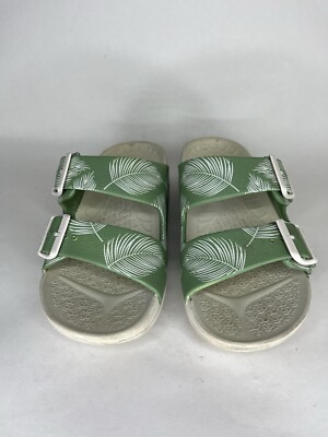 GDEFY Gravity Defyer UpBov Slides Womens 9 Green Palm Orthotic Recovery Sandals