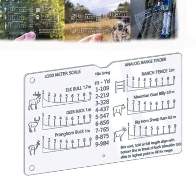 Hunting Rangefinder, Hunt-R Card, Analog Range Finder Card, Hunting Rangefinder