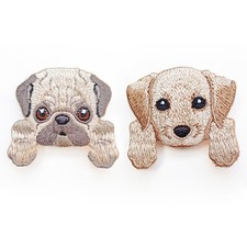 Brooch Backpack Tote Bag Pin Embroidery Cartoon Lifelike Pug Labrador Dog Unique